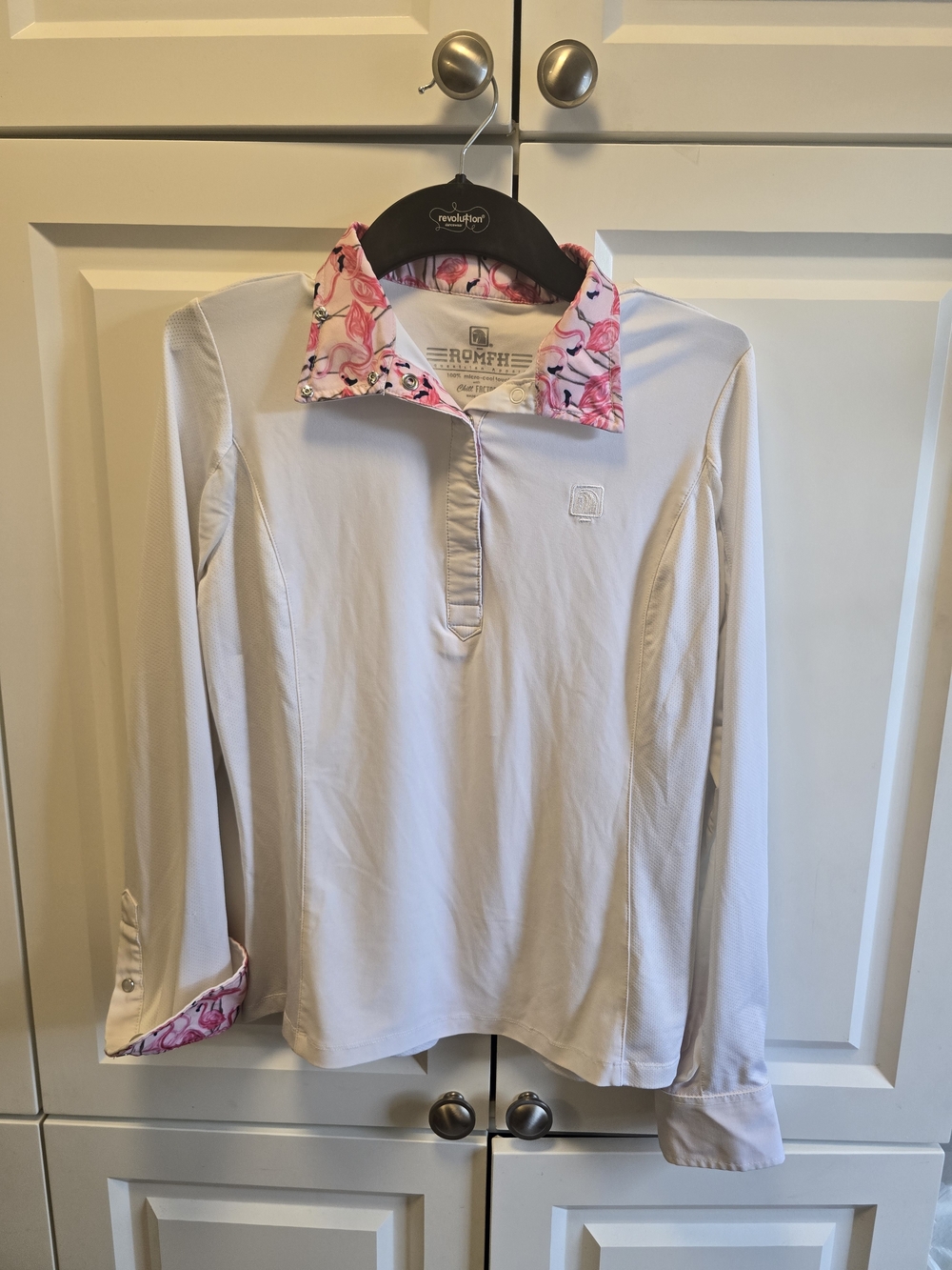 Women's XS Romfh Lindsay Horse Show Shirt Long Sleeve Equestrian Riding Flamingo